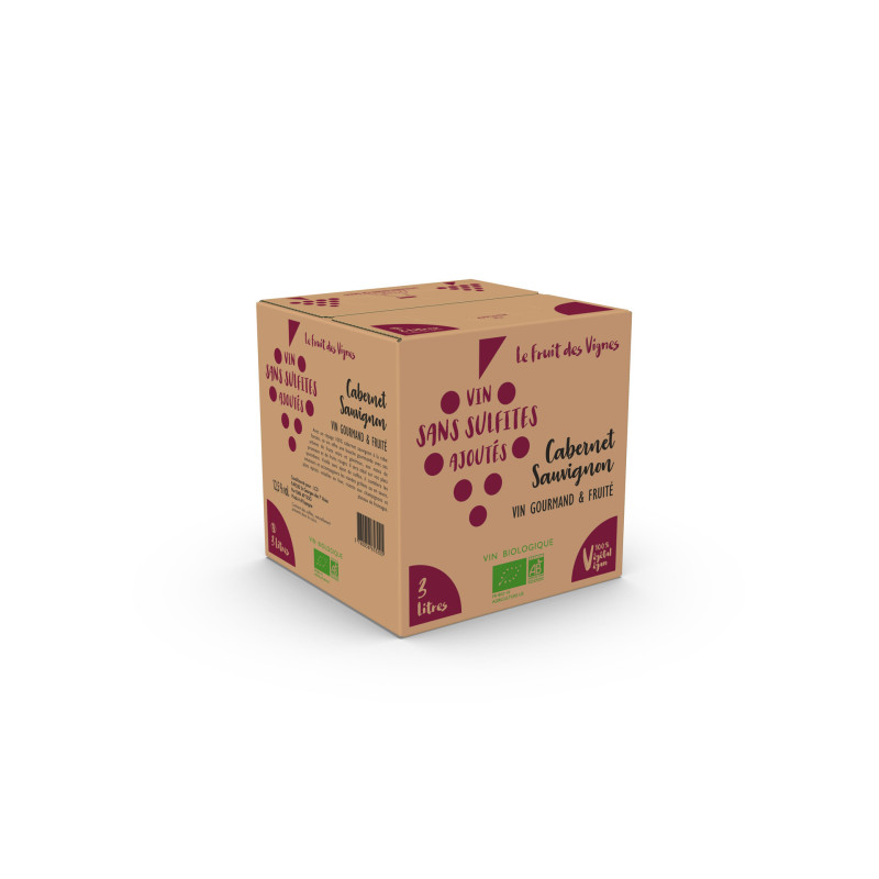 BIB 3L - CABERNET SAUVIGNON sans so² ajoutés - Le fruit des Vignes