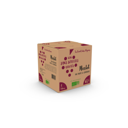BIB 3L - MERLOT sans so² ajoutés - Le Fruit des Vignes